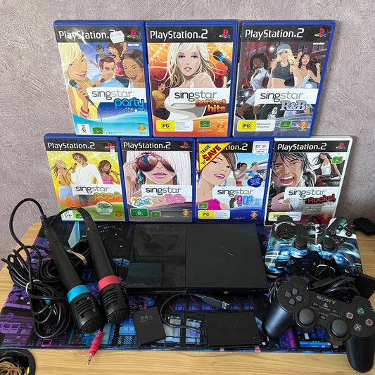 PlayStation 2 Console, Singstar Games & Microphones Bundle! - PS2