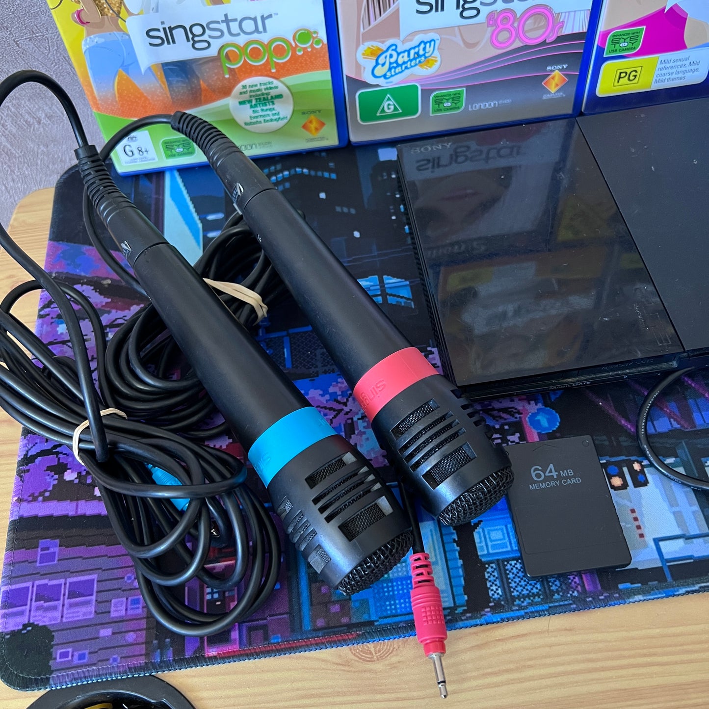 PlayStation 2 Console, Singstar Games & Microphones Bundle! - PS2