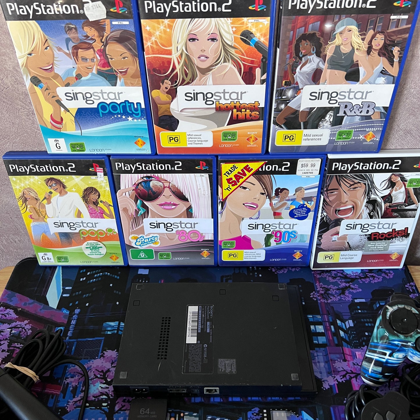 PlayStation 2 Console, Singstar Games & Microphones Bundle! - PS2