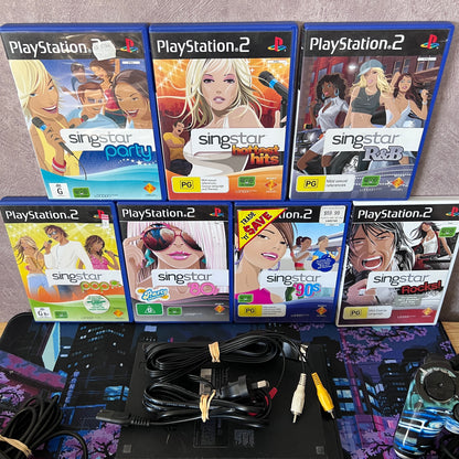 PlayStation 2 Console, Singstar Games & Microphones Bundle! - PS2