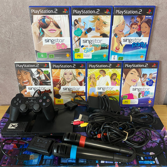 PlayStation 2 Console, Singstar Games & Microphones Bundle! - PS2