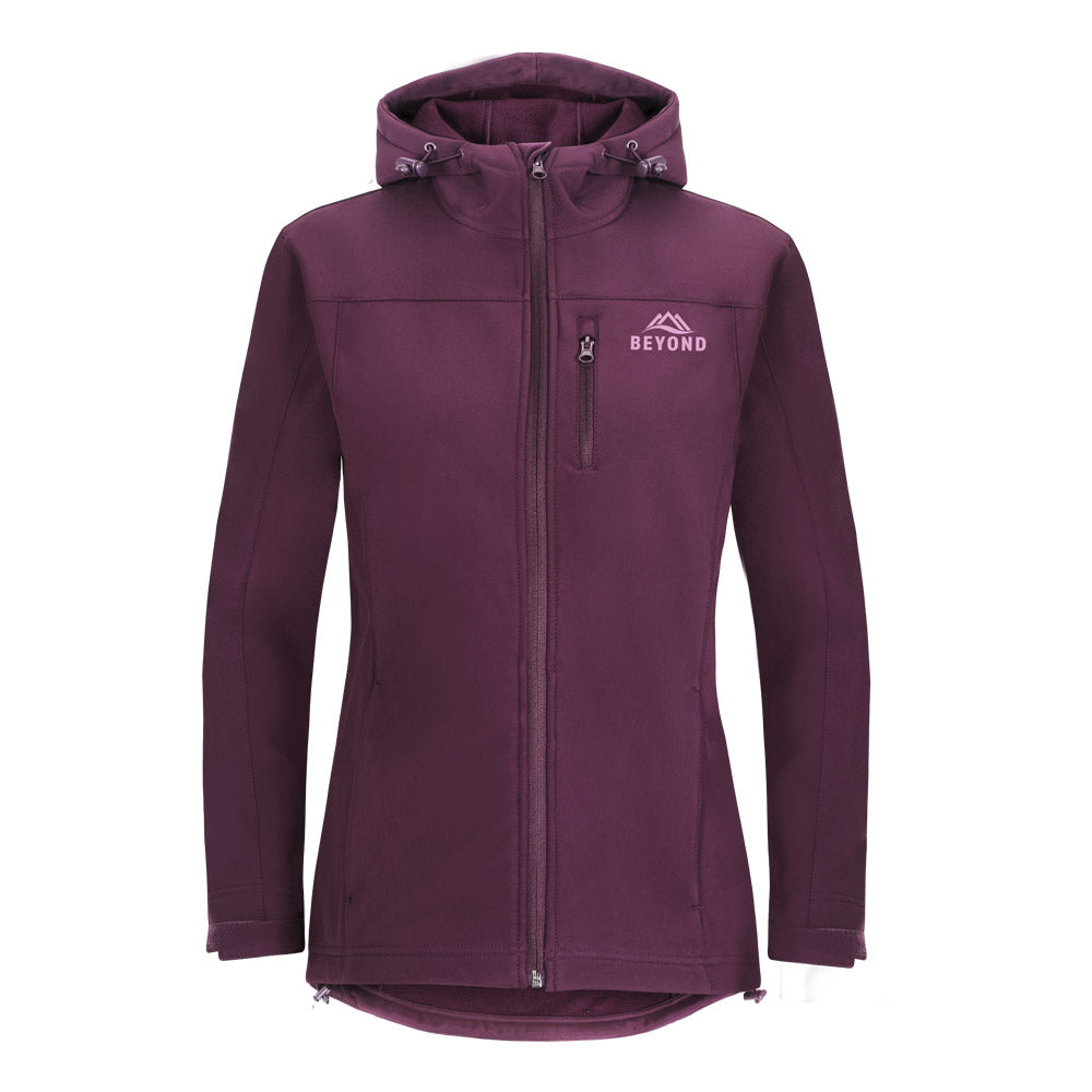 Beyond Hooded Softshell Womens Jacket - Plum Size XS